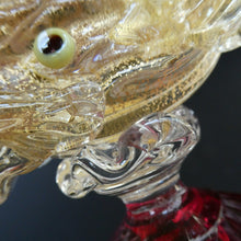 Load image into Gallery viewer, LARGE Vintage VENETIAN Glass Candlestick with Dolphin Detail &amp; Gold Aventurine Flecks. Attributed to Salviati
