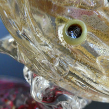 Load image into Gallery viewer, LARGE Vintage VENETIAN Glass Candlestick with Dolphin Detail &amp; Gold Aventurine Flecks. Attributed to Salviati
