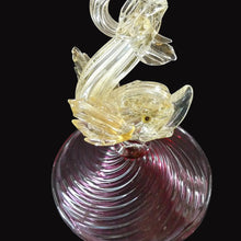 Load image into Gallery viewer, LARGE Vintage VENETIAN Glass Candlestick with Dolphin Detail &amp; Gold Aventurine Flecks. Attributed to Salviati
