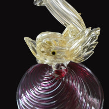 Load image into Gallery viewer, LARGE Vintage VENETIAN Glass Candlestick with Dolphin Detail &amp; Gold Aventurine Flecks. Attributed to Salviati
