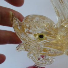 Load image into Gallery viewer, LARGE Vintage VENETIAN Glass Candlestick with Dolphin Detail &amp; Gold Aventurine Flecks. Attributed to Salviati
