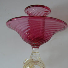 Load image into Gallery viewer, LARGE Vintage VENETIAN Glass Candlestick with Dolphin Detail &amp; Gold Aventurine Flecks. Attributed to Salviati
