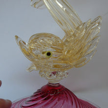 Load image into Gallery viewer, LARGE Vintage VENETIAN Glass Candlestick with Dolphin Detail &amp; Gold Aventurine Flecks. Attributed to Salviati
