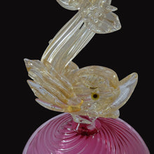Load image into Gallery viewer, LARGE Vintage VENETIAN Glass Candlestick with Dolphin Detail &amp; Gold Aventurine Flecks. Attributed to Salviati
