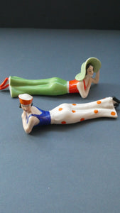 ORIGINAL 1920s German "Bathing Beauty" Porcelain Art Deco Miniature Figurine