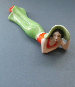 ORIGINAL 1920s German "Bathing Beauty" Porcelain Art Deco Miniature Figurine