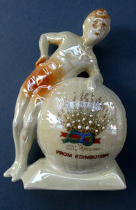 1920s GERMAN Souvenirs. PAIR of Bathing Belles Lucky White Heather Ware Figurines EDINBURGH Location