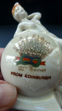 Load image into Gallery viewer, 1920s GERMAN Souvenirs. PAIR of Bathing Belles Lucky White Heather Ware Figurines EDINBURGH Location
