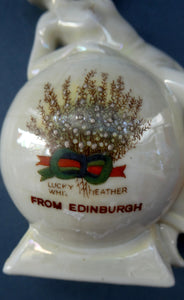 1920s GERMAN Souvenirs. PAIR of Bathing Belles Lucky White Heather Ware Figurines EDINBURGH Location