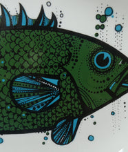 Load image into Gallery viewer, 1970&#39;s AQUARIUS Oval Plate. WASHINGTON POTTERY. Quirky Green Fish
