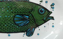 Load image into Gallery viewer, 1970&#39;s AQUARIUS Oval Plate. WASHINGTON POTTERY. Quirky Green Fish
