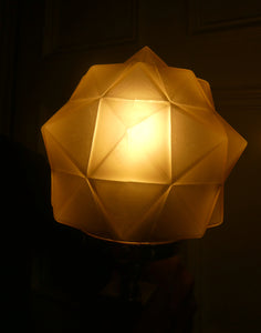 ART DECO Brass Table Lamp with Skyscraper Geometric Stepped Base; With Angular Globe Glass Shade