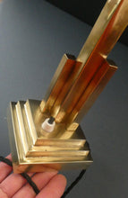 Load image into Gallery viewer, ART DECO Brass Table Lamp with Skyscraper Geometric Stepped Base; With Angular Globe Glass Shade
