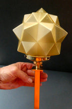 Load image into Gallery viewer, ART DECO Brass Table Lamp with Skyscraper Geometric Stepped Base; With Angular Globe Glass Shade
