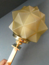 Load image into Gallery viewer, ART DECO Brass Table Lamp with Skyscraper Geometric Stepped Base; With Angular Globe Glass Shade
