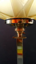 Load image into Gallery viewer, ART DECO Brass Table Lamp with Skyscraper Geometric Stepped Base; With Angular Globe Glass Shade
