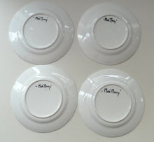 Load image into Gallery viewer, SET OF FOUR 1920s Mak Merry Hand-Painted Dessert Plates. Blue Background with Prunus Flowers. 7 inches
