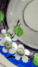 Load image into Gallery viewer, SET OF FOUR 1920s Mak Merry Hand-Painted Dessert Plates. Blue Background with Prunus Flowers. 7 inches
