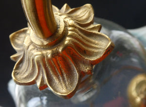 Edwardian Rise and Fall Table Lamp. Decorative Brass Lamp with Old Vaseline Glass Shade. Fully Rewired
