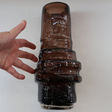 Load image into Gallery viewer, 1960s WHITEFRIARS Cinnamon &quot;HOOPED&quot; Vase by Geoffrey Baxter; 11 1/2 inches in height 

