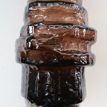 Load image into Gallery viewer, 1960s WHITEFRIARS Cinnamon &quot;HOOPED&quot; Vase by Geoffrey Baxter; 11 1/2 inches in height 
