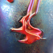Load image into Gallery viewer, JOHN DITCHFIELD GLASFORM Large Black Lustre Vase with Dripping Red Lava Glass Decorations
