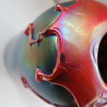 Load image into Gallery viewer, JOHN DITCHFIELD GLASFORM Large Black Lustre Vase with Dripping Red Lava Glass Decorations

