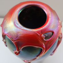 Load image into Gallery viewer, JOHN DITCHFIELD GLASFORM Large Black Lustre Vase with Dripping Red Lava Glass Decorations
