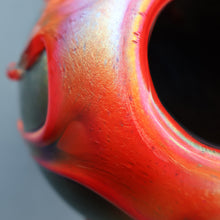 Load image into Gallery viewer, JOHN DITCHFIELD GLASFORM Large Black Lustre Vase with Dripping Red Lava Glass Decorations
