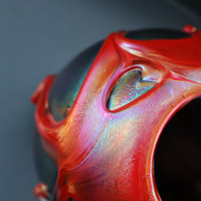 Load image into Gallery viewer, JOHN DITCHFIELD GLASFORM Large Black Lustre Vase with Dripping Red Lava Glass Decorations
