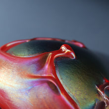 Load image into Gallery viewer, JOHN DITCHFIELD GLASFORM Large Black Lustre Vase with Dripping Red Lava Glass Decorations
