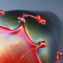 Load image into Gallery viewer, JOHN DITCHFIELD GLASFORM Large Black Lustre Vase with Dripping Red Lava Glass Decorations

