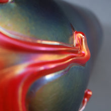 Load image into Gallery viewer, JOHN DITCHFIELD GLASFORM Large Black Lustre Vase with Dripping Red Lava Glass Decorations

