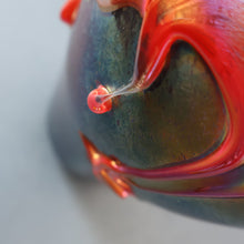 Load image into Gallery viewer, JOHN DITCHFIELD GLASFORM Large Black Lustre Vase with Dripping Red Lava Glass Decorations
