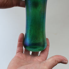 Load image into Gallery viewer, JOHN DITCHFIELD GLASFORM Tall Green Goblet Shaped Vase with Lustres and Feathered Swirls
