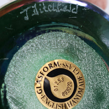 Load image into Gallery viewer, JOHN DITCHFIELD GLASFORM Tall Green Goblet Shaped Vase with Lustres and Feathered Swirls
