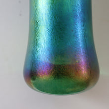 Load image into Gallery viewer, JOHN DITCHFIELD GLASFORM Tall Green Goblet Shaped Vase with Lustres and Feathered Swirls

