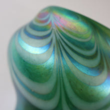Load image into Gallery viewer, JOHN DITCHFIELD GLASFORM Tall Green Goblet Shaped Vase with Lustres and Feathered Swirls
