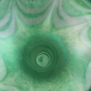 JOHN DITCHFIELD GLASFORM Tall Green Goblet Shaped Vase with Lustres and Feathered Swirls