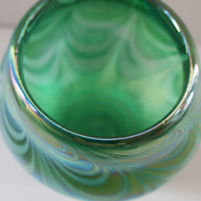 Load image into Gallery viewer, JOHN DITCHFIELD GLASFORM Tall Green Goblet Shaped Vase with Lustres and Feathered Swirls
