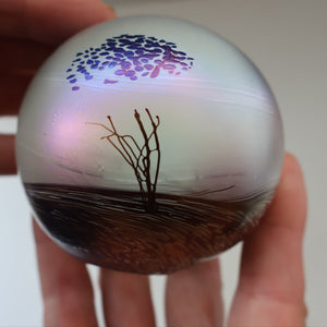 Fine GLASFORM Paperweight by John Ditchfield with Iridescent Finish and Landscape Imagery