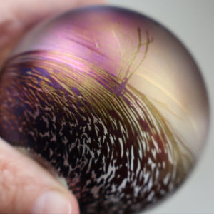 Fine GLASFORM Paperweight by John Ditchfield with Iridescent Finish and Landscape Imagery