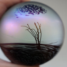 Load image into Gallery viewer, Fine GLASFORM Paperweight by John Ditchfield with Iridescent Finish and Landscape Imagery
