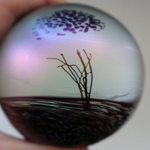 Fine GLASFORM Paperweight by John Ditchfield with Iridescent Finish and Landscape Imagery