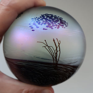 Fine GLASFORM Paperweight by John Ditchfield with Iridescent Finish and Landscape Imagery