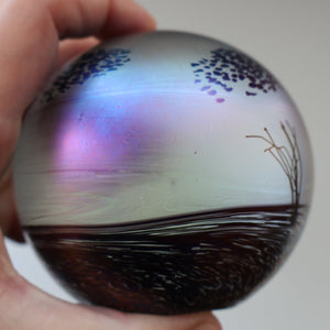 Fine GLASFORM Paperweight by John Ditchfield with Iridescent Finish and Landscape Imagery