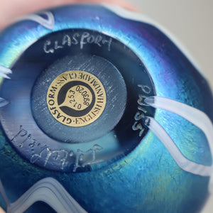 Fine GLASFORM Paperweight by John Ditchfield with Iridescent Finish and Decorative Trails
