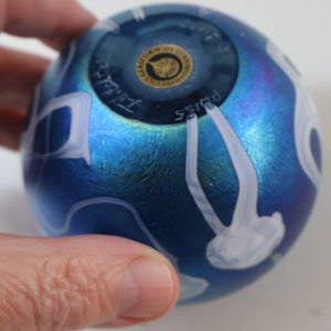 Fine GLASFORM Paperweight by John Ditchfield with Iridescent Finish and Decorative Trails