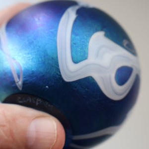 Fine GLASFORM Paperweight by John Ditchfield with Iridescent Finish and Decorative Trails