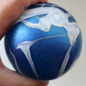 Fine GLASFORM Paperweight by John Ditchfield with Iridescent Finish and Decorative Trails